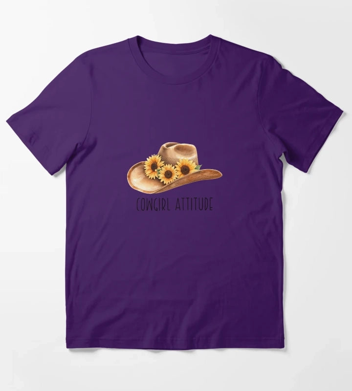 Sunflower Cowgirl Hat cowgirl attitude T-Shirt Purple