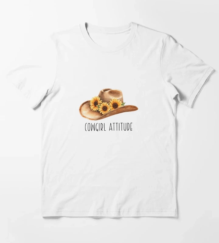 Sunflower Cowgirl Hat cowgirl attitude T-Shirt White