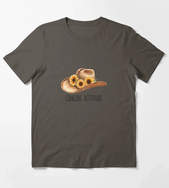 Sunflower Cowgirl Hat cowgirl attitude T-Shirt Dark Grey