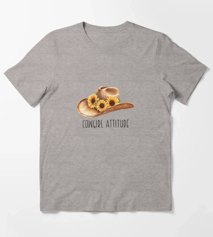 Sunflower Cowgirl Hat cowgirl attitude T-Shirt Heather Grey