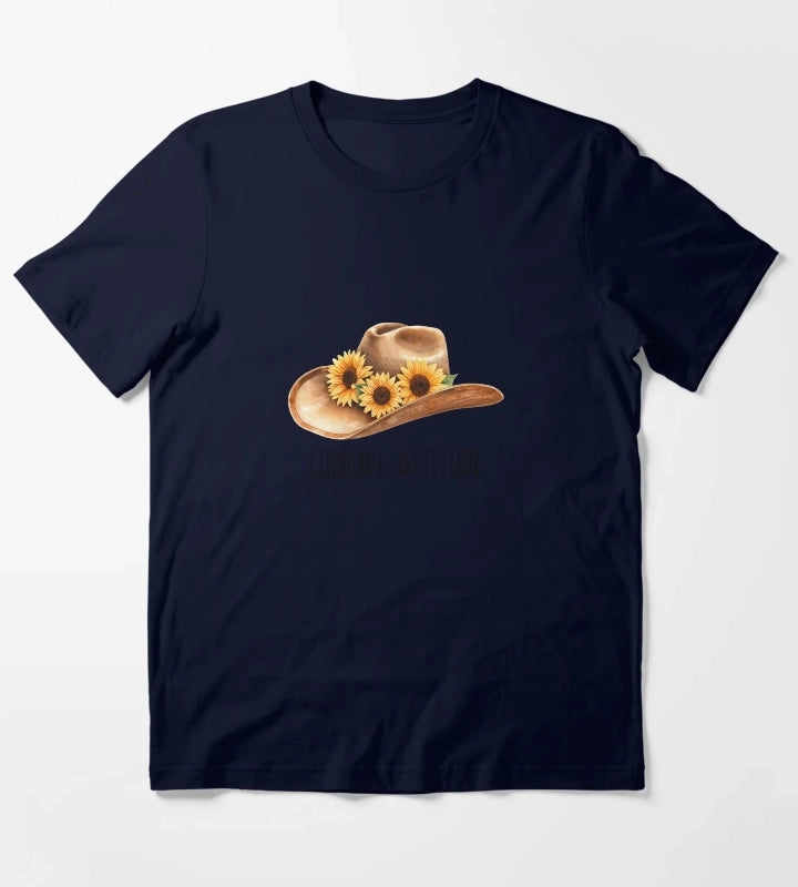 Sunflower Cowgirl Hat cowgirl attitude T-Shirt Navy