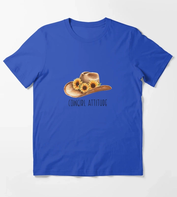 Sunflower Cowgirl Hat cowgirl attitude T-Shirt Blue