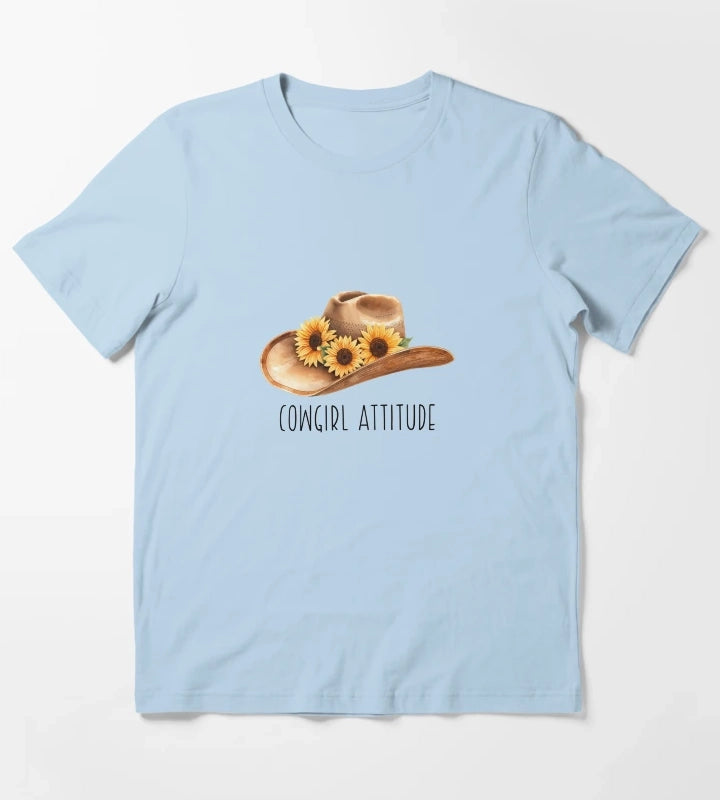 Sunflower Cowgirl Hat cowgirl attitude T-Shirt Sky Blue