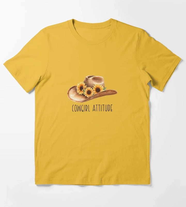 Sunflower Cowgirl Hat cowgirl attitude T-Shirt Yellow