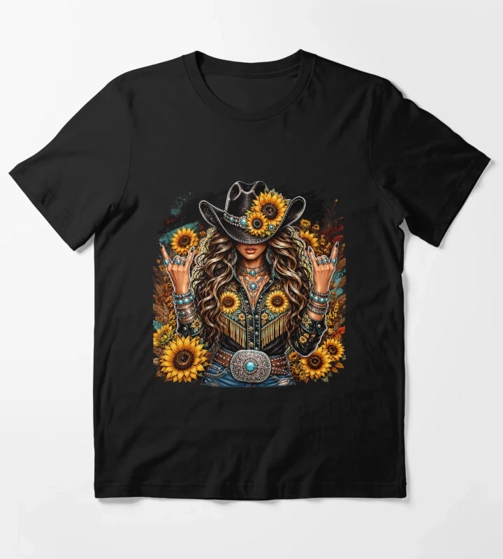 Sunflower Cowgirl Western Boho Boutique T-Shirt