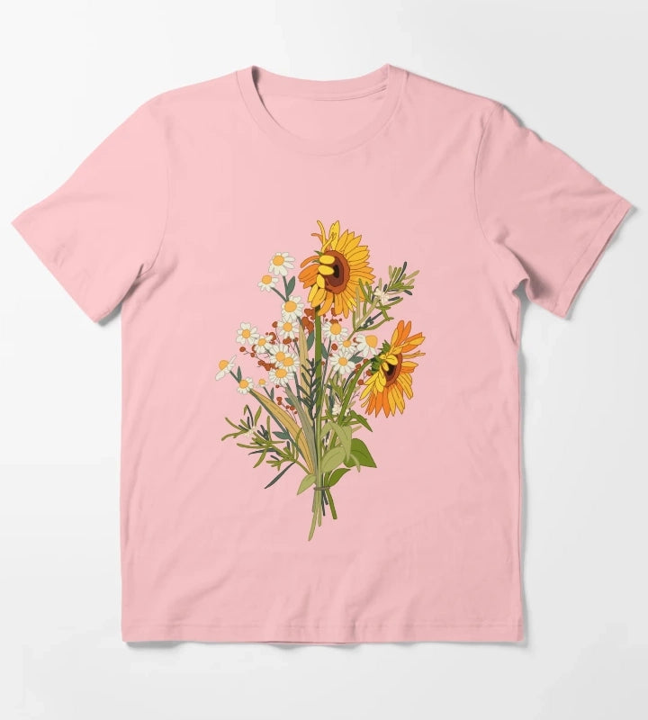Sunflower and daisy T-Shirt Dark Grey