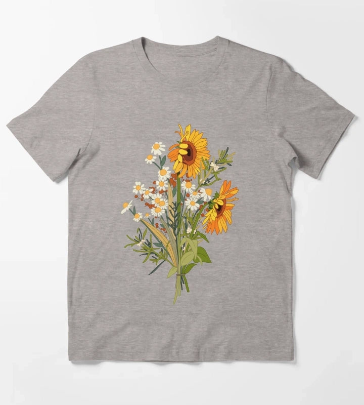 Sunflower and daisy T-Shirt Heather Grey