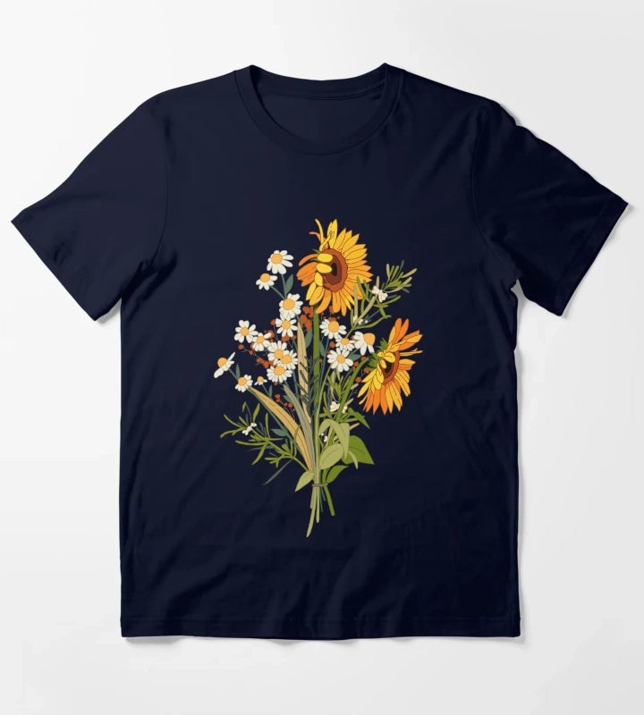 Sunflower and daisy T-Shirt Navy