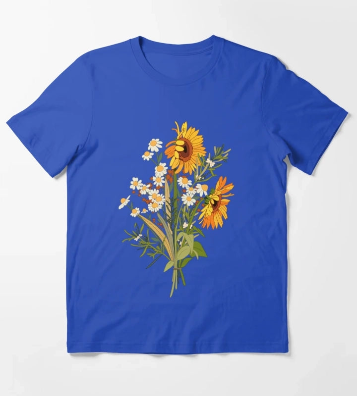 Sunflower and daisy T-Shirt Blue
