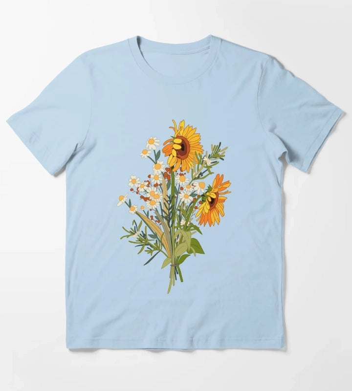 Sunflower and daisy T-Shirt Sky Blue