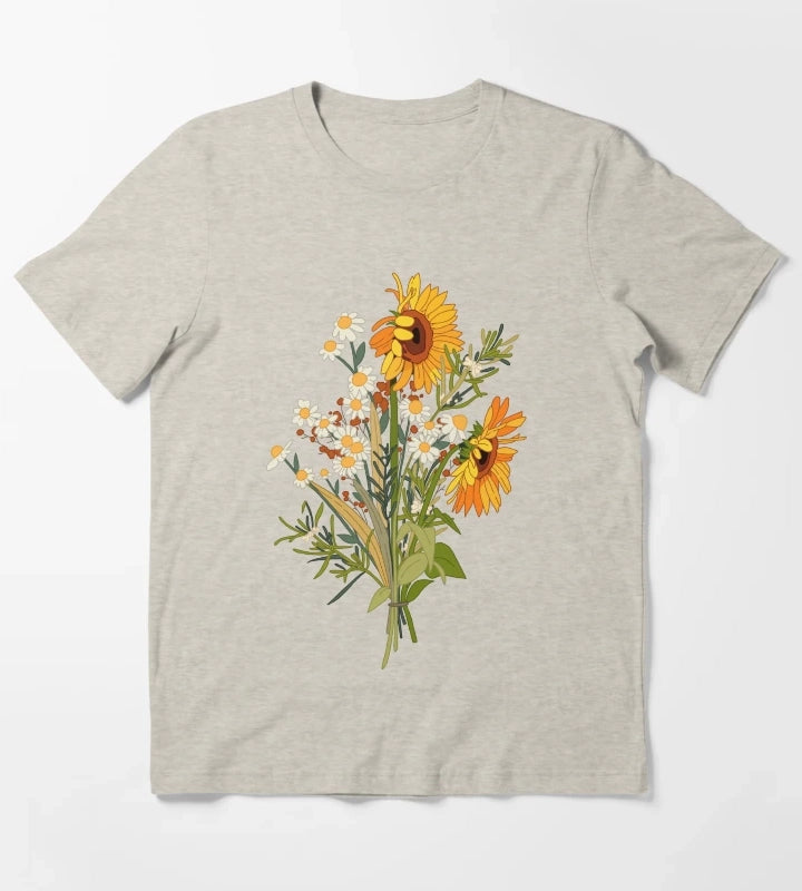 Sunflower and daisy T-Shirt Cream