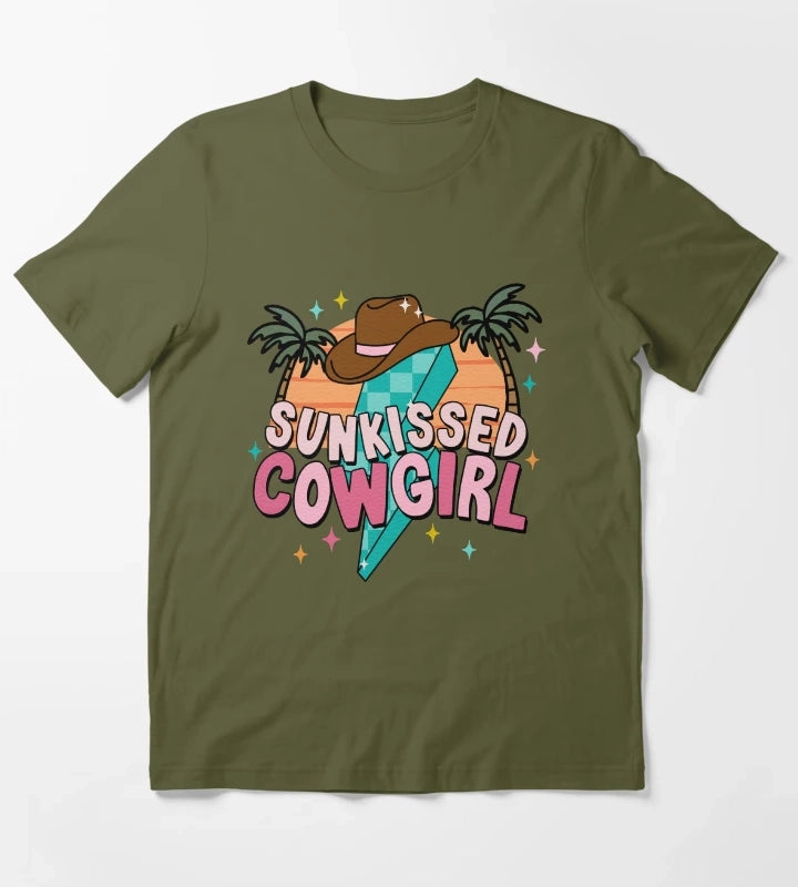 Sunkissed Cowgirl Coastal Cowgirl Chic T-Shirt Olive Green