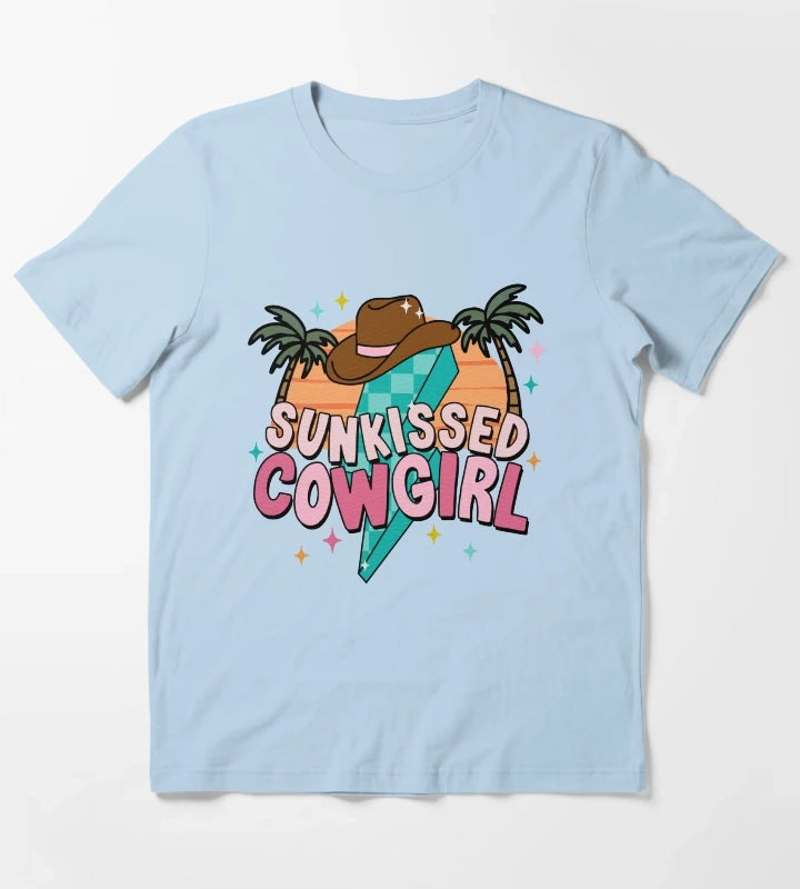 Sunkissed Cowgirl Coastal Cowgirl Chic T-Shirt Sky Blue