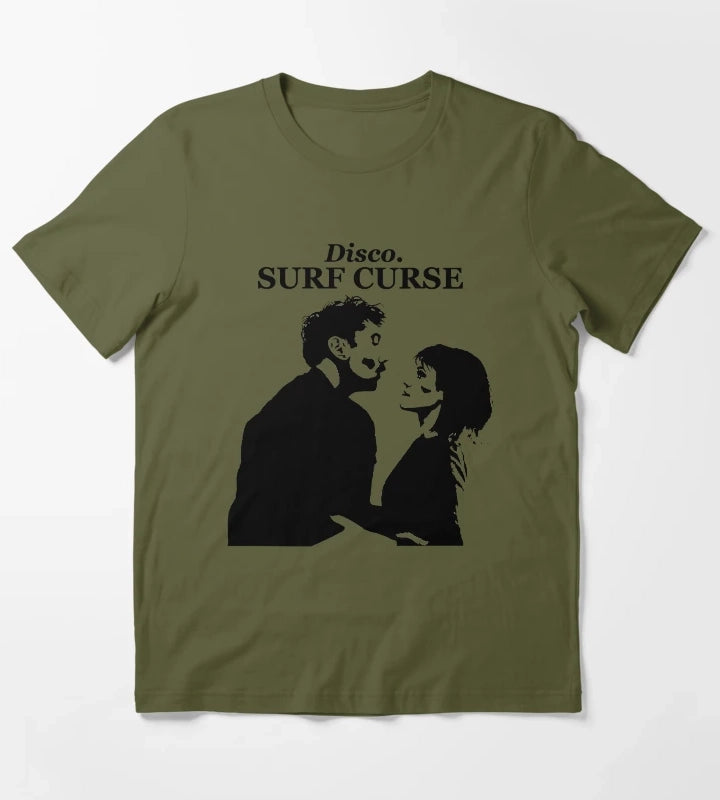 Surf Curse Disco Design T-Shirt Olive Green