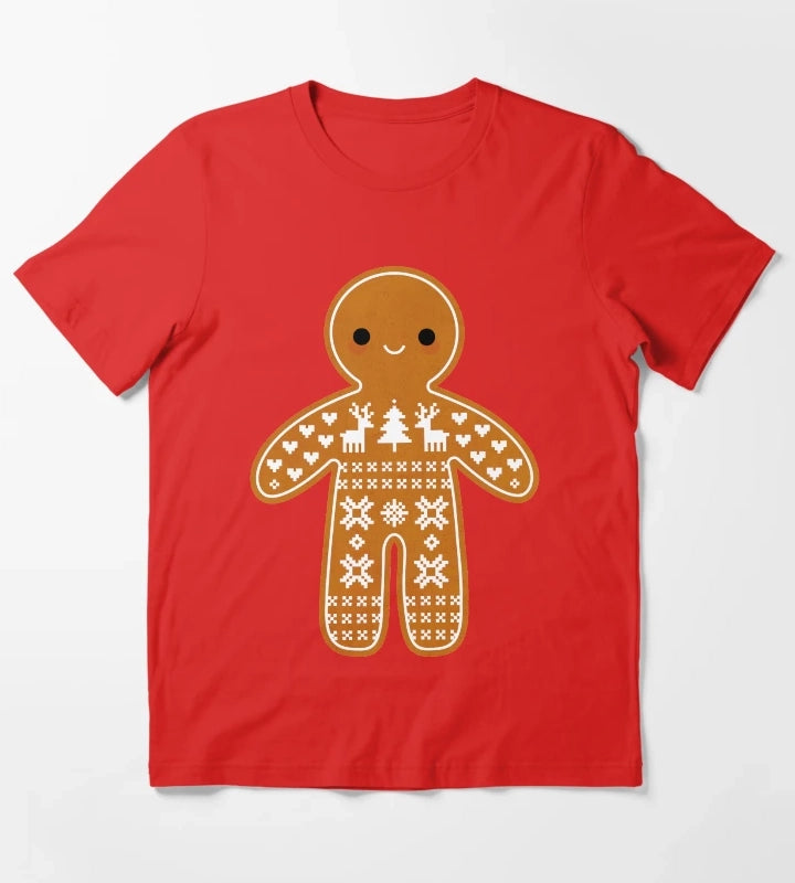 Sweater Pattern Gingerbread Cookie T-Shirt Red