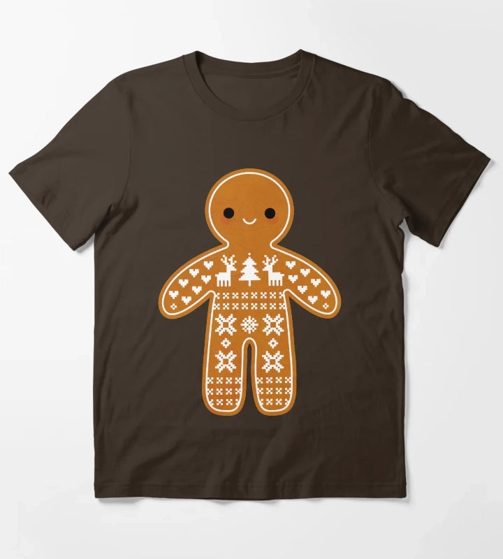 Sweater Pattern Gingerbread Cookie T-Shirt Brown