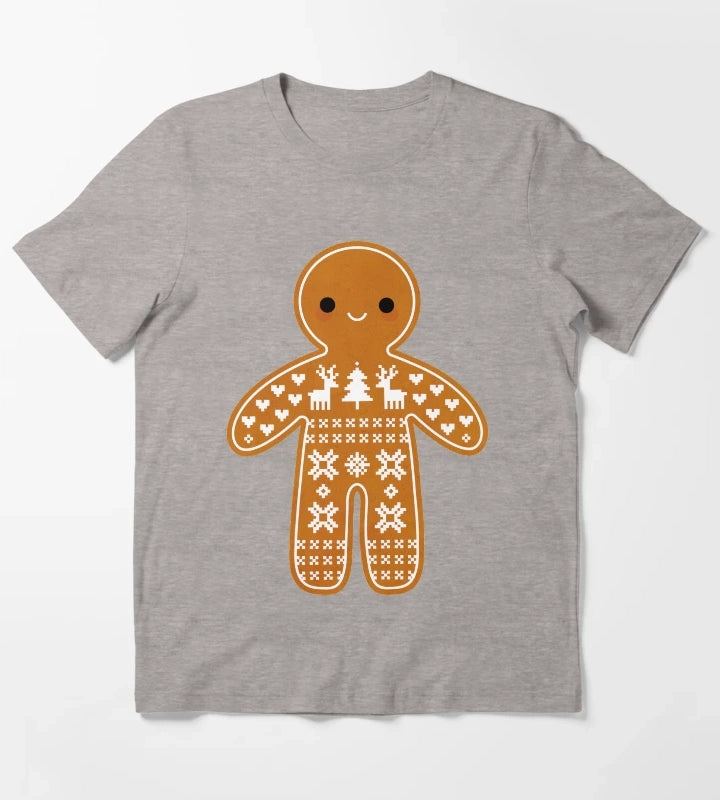 Sweater Pattern Gingerbread Cookie T-Shirt Heather Grey