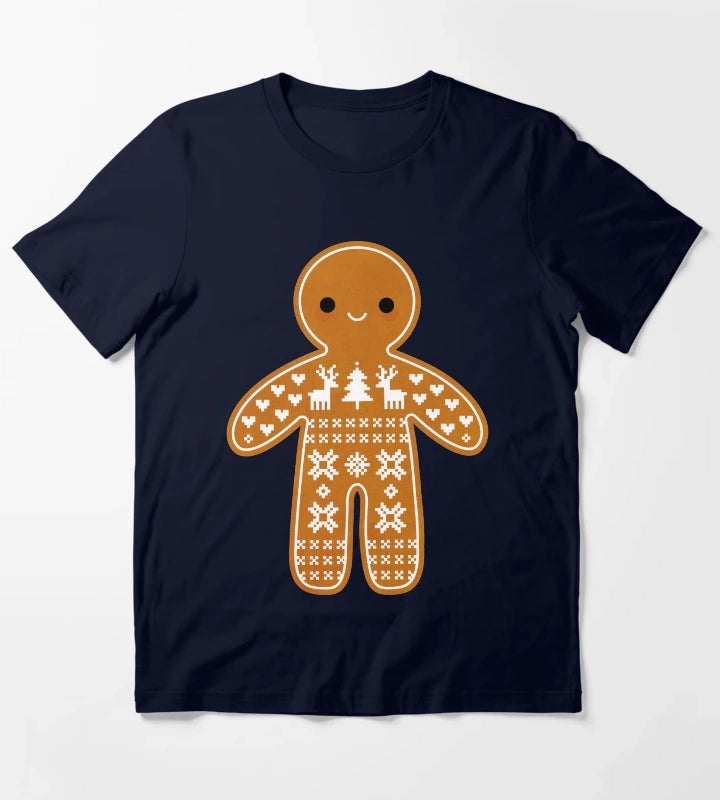 Sweater Pattern Gingerbread Cookie T-Shirt Navy