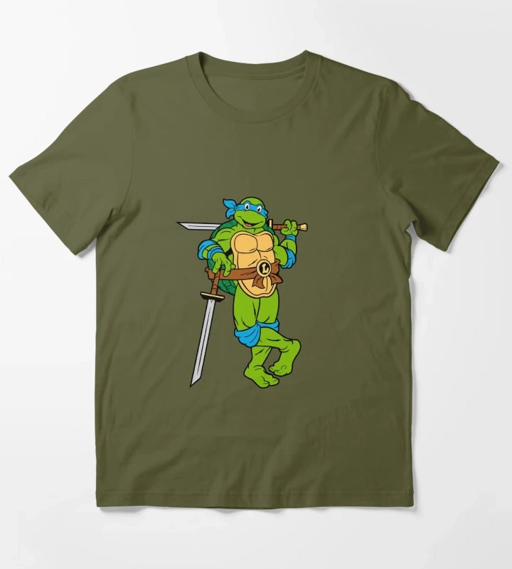 TMNT Leonardo Classic Retro TShirt Sweatshirt Hoodie T-Shirt Olive Green