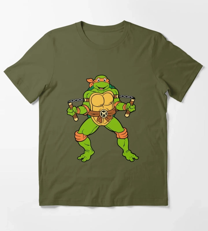 TMNT Michelangelo Classic Retro TShirt Sweatshirt Hoodie T-Shirt Olive Green