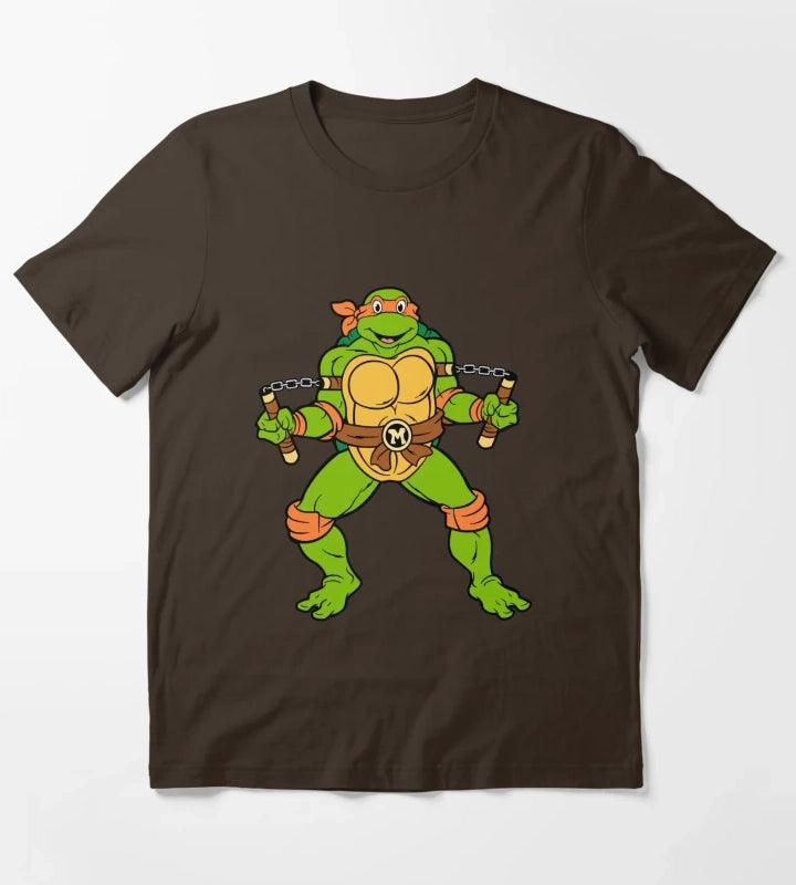 TMNT Michelangelo Classic Retro TShirt Sweatshirt Hoodie T-Shirt Brown