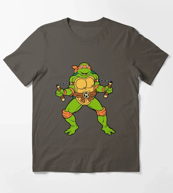 TMNT Michelangelo Classic Retro TShirt Sweatshirt Hoodie T-Shirt Dark Grey