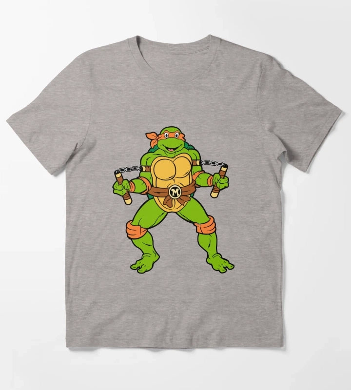 TMNT Michelangelo Classic Retro TShirt Sweatshirt Hoodie T-Shirt Heather Grey