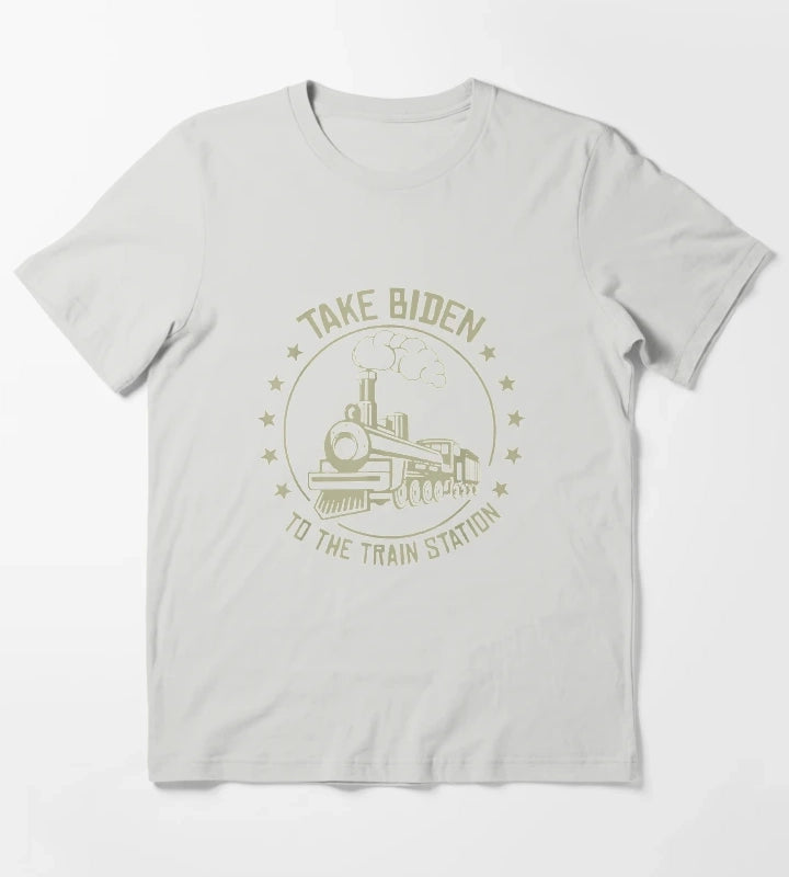 Take Biden To The Train Station Funny Yellowstone T-Shirt Light Grey