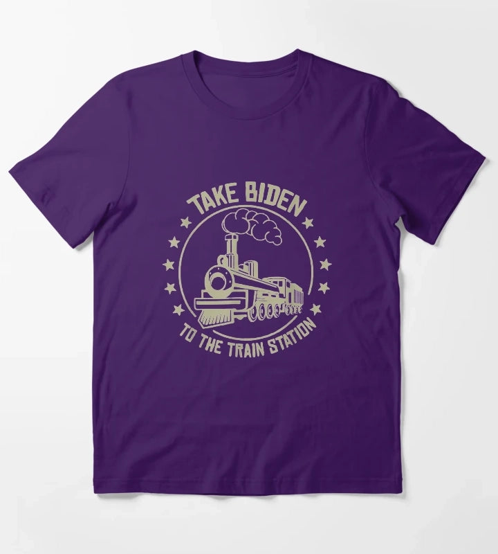 Take Biden To The Train Station Funny Yellowstone T-Shirt Purple