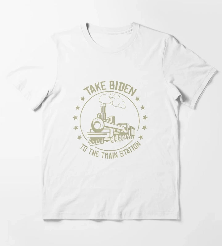 Take Biden To The Train Station Funny Yellowstone T-Shirt White