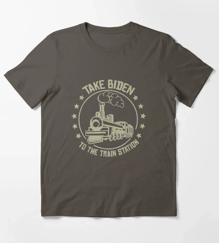 Take Biden To The Train Station Funny Yellowstone T-Shirt Dark Grey