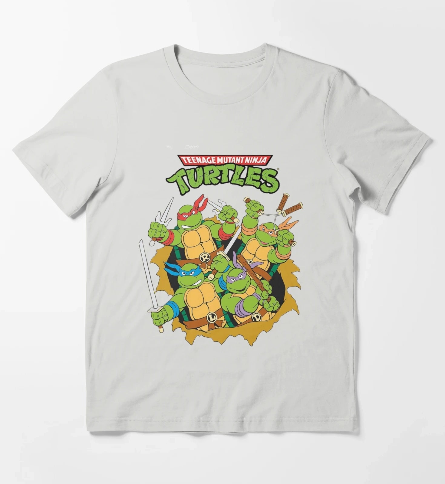 Teenage Mutant Ninja Classic Retro Logo TShirt Hoodies Sweatshirt T-Shirt Light Grey