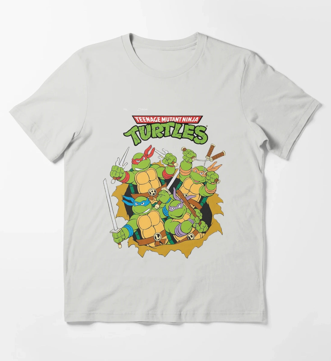 Teenage Mutant Ninja Classic Retro Logo TShirt Hoodies Sweatshirt T-Shirt Light Grey