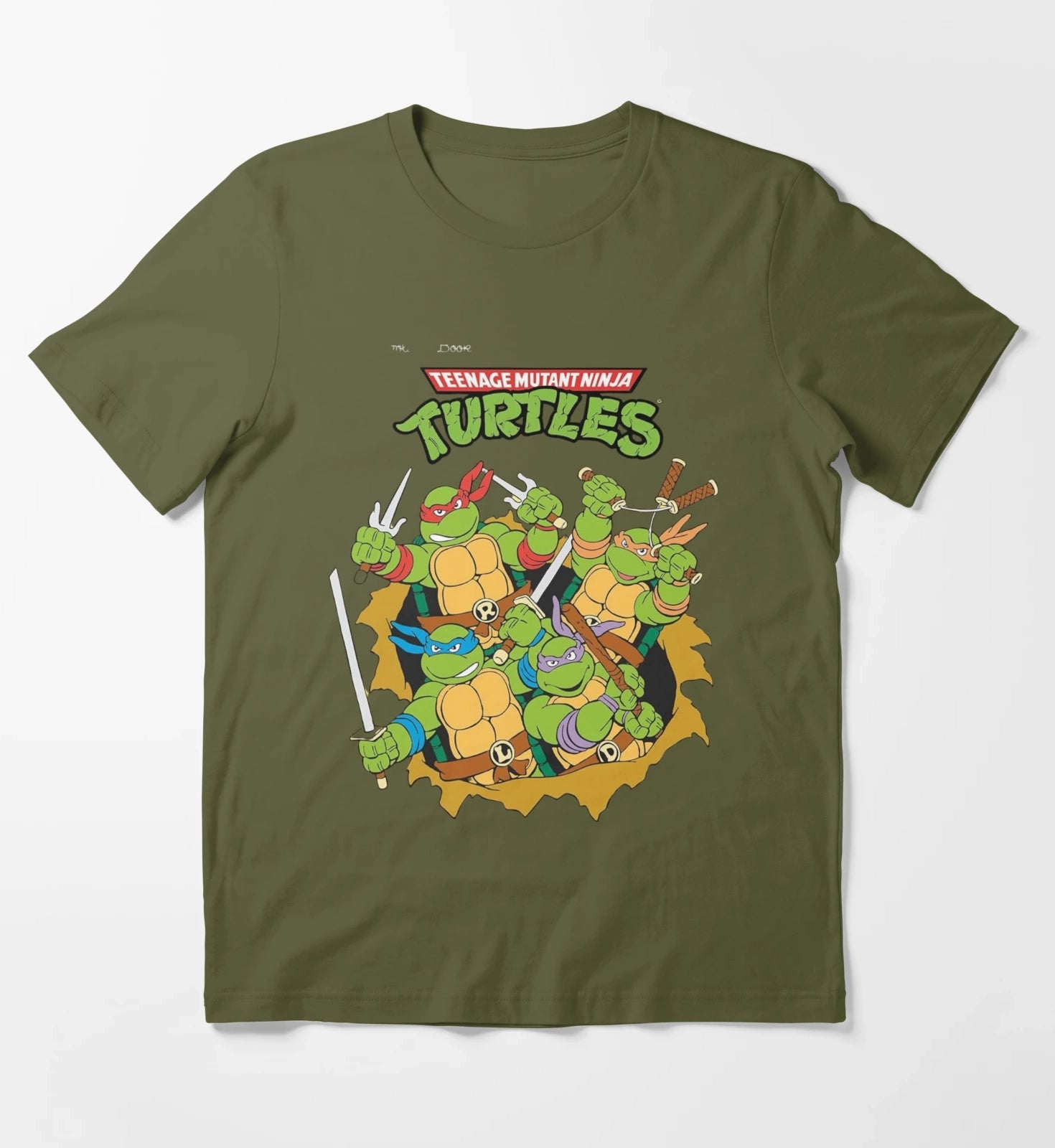 Teenage Mutant Ninja Classic Retro Logo TShirt Hoodies Sweatshirt T-Shirt Olive Green