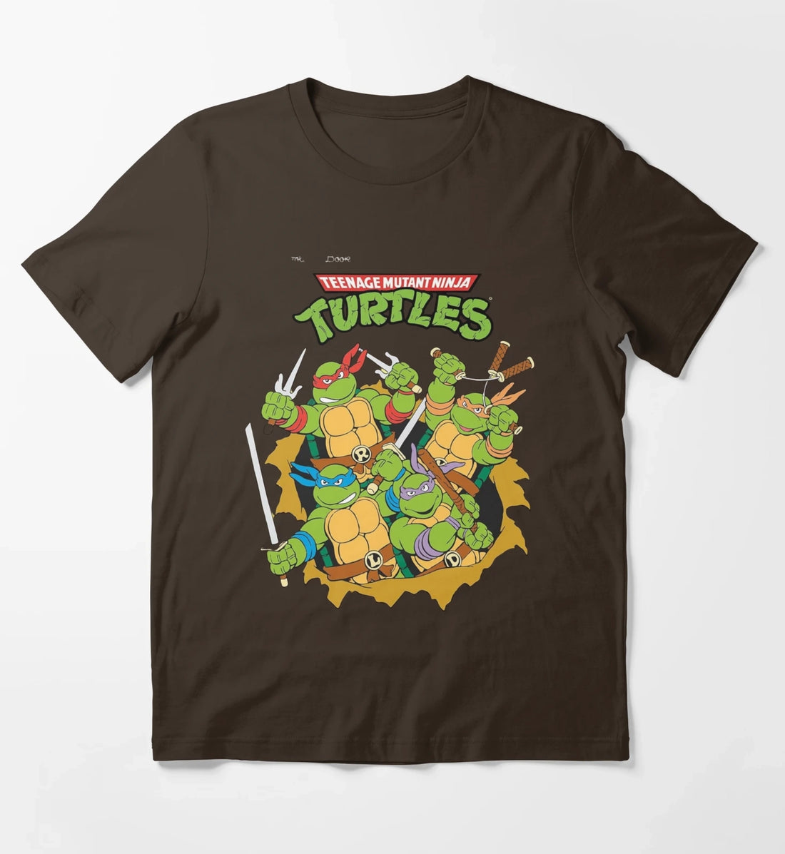 Teenage Mutant Ninja Classic Retro Logo TShirt Hoodies Sweatshirt T-Shirt Brown