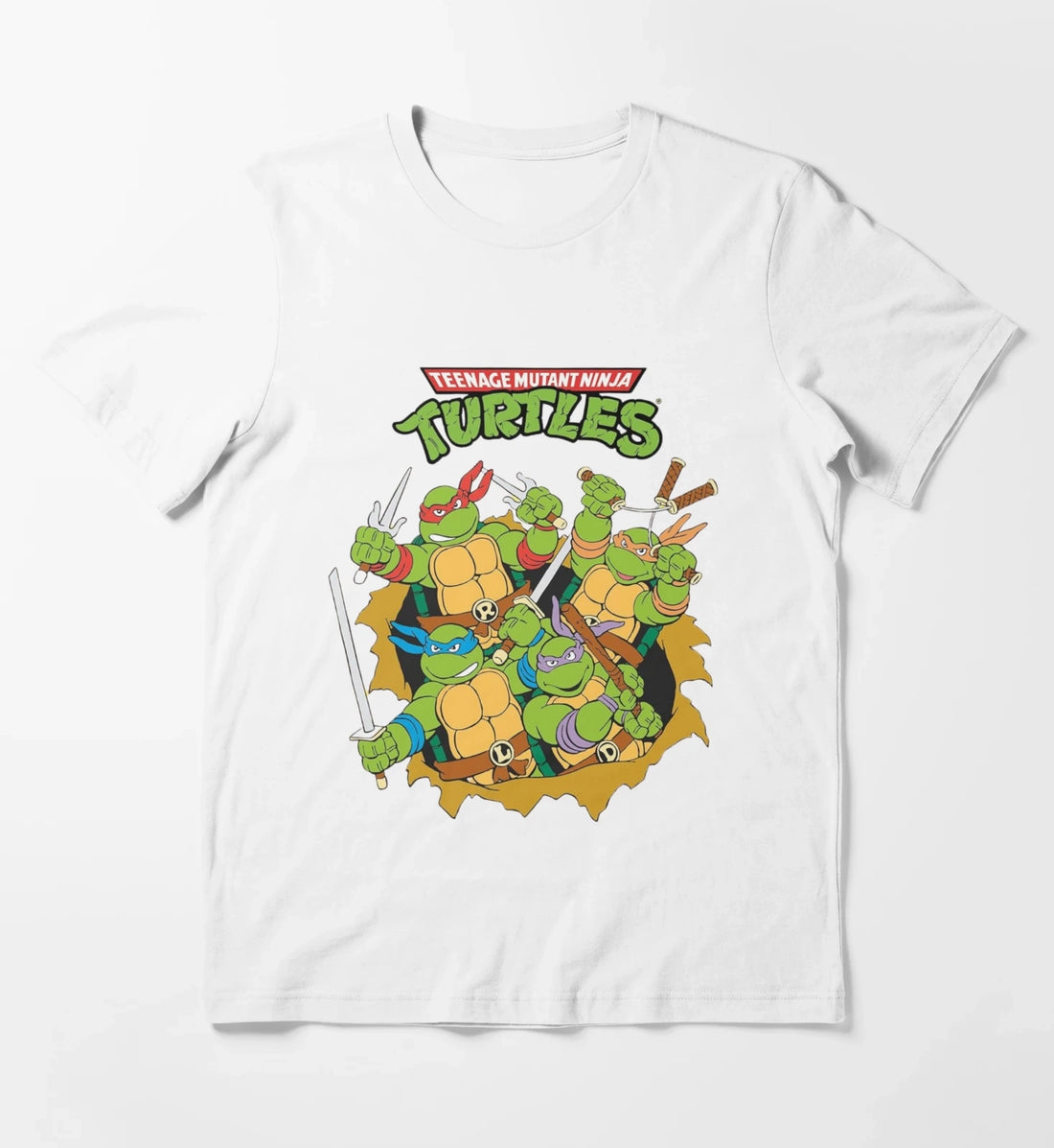 Teenage Mutant Ninja Classic Retro Logo TShirt Hoodies Sweatshirt T-Shirt White