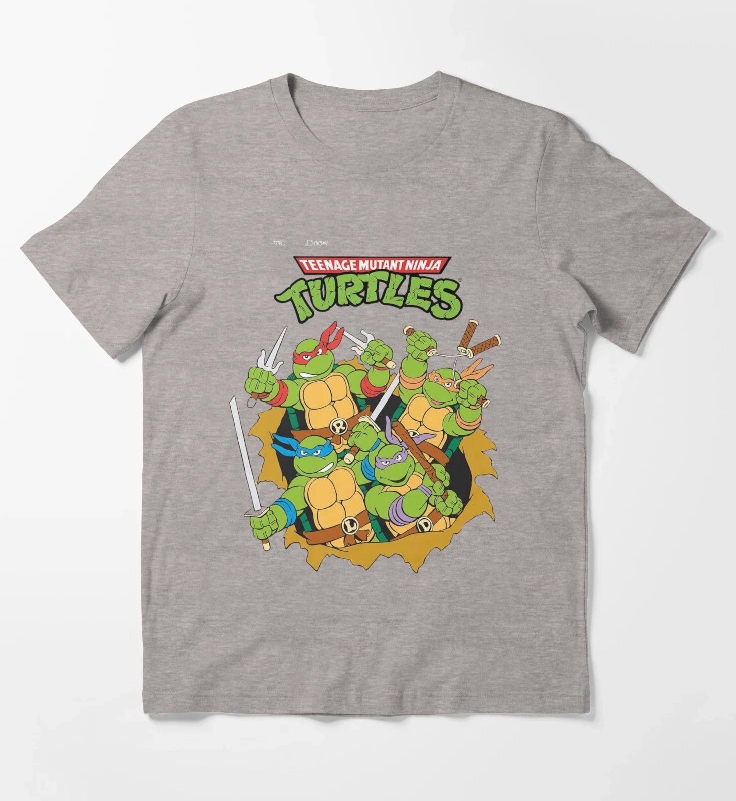 Teenage Mutant Ninja Classic Retro Logo TShirt Hoodies Sweatshirt T-Shirt Heather Grey