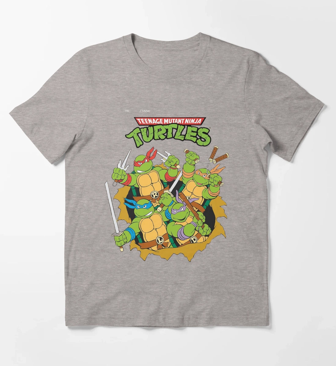 Teenage Mutant Ninja Classic Retro Logo TShirt Hoodies Sweatshirt T-Shirt Heather Grey