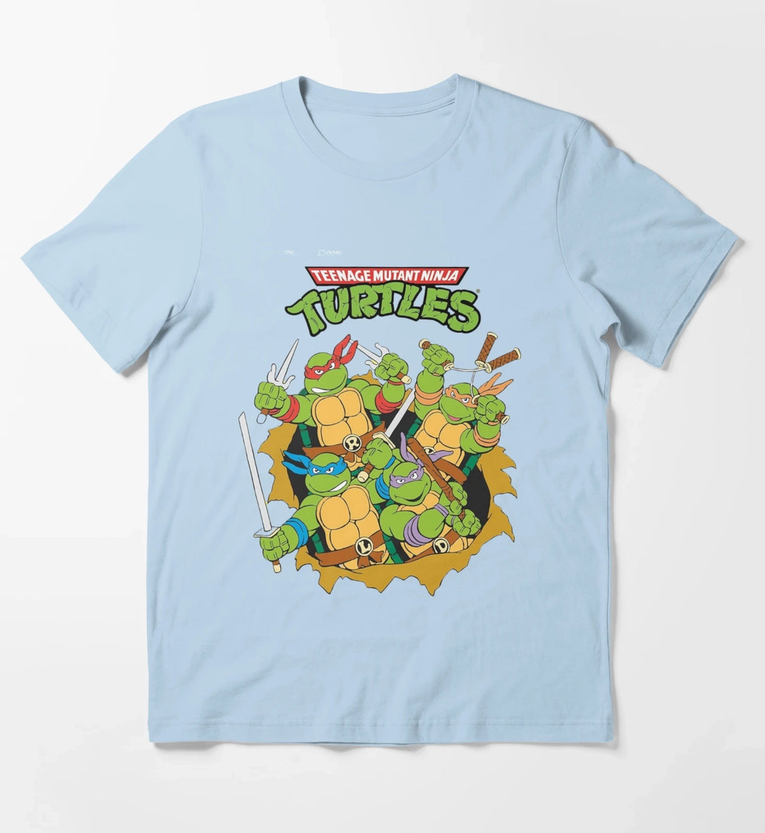 Teenage Mutant Ninja Classic Retro Logo TShirt Hoodies Sweatshirt T-Shirt Sky Blue