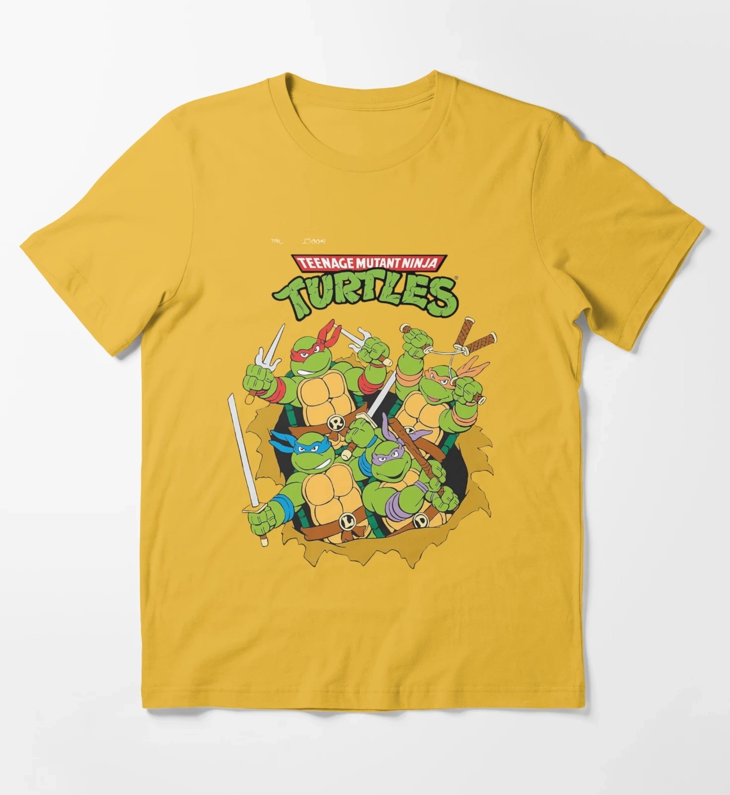 Teenage Mutant Ninja Classic Retro Logo TShirt Hoodies Sweatshirt T-Shirt Yellow