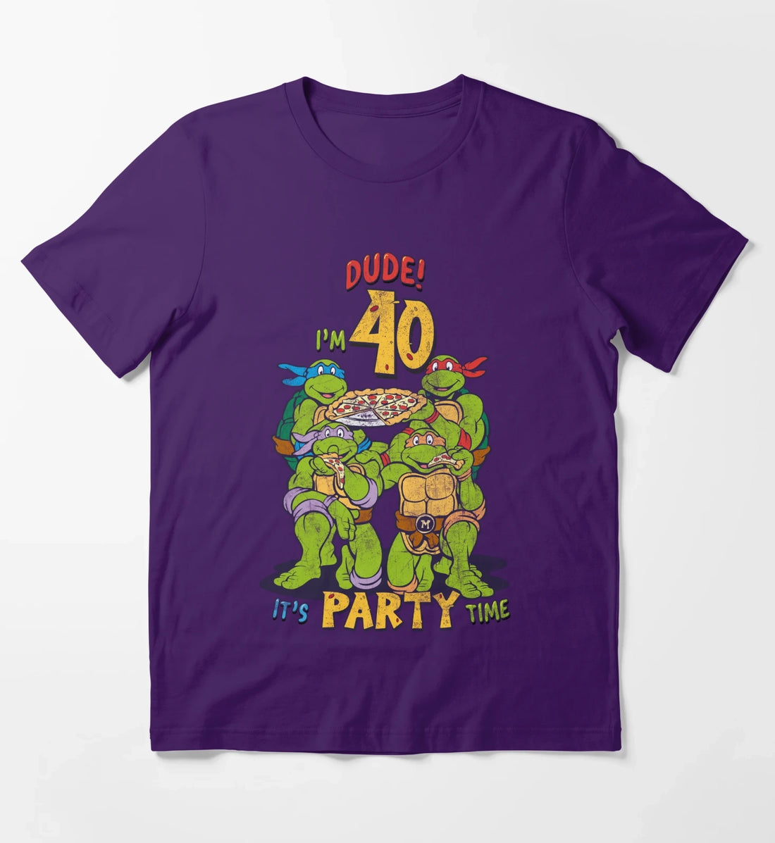 Teenage Mutant Ninja Turtles 40th Birthday Pizza Party T-Shirt Purple