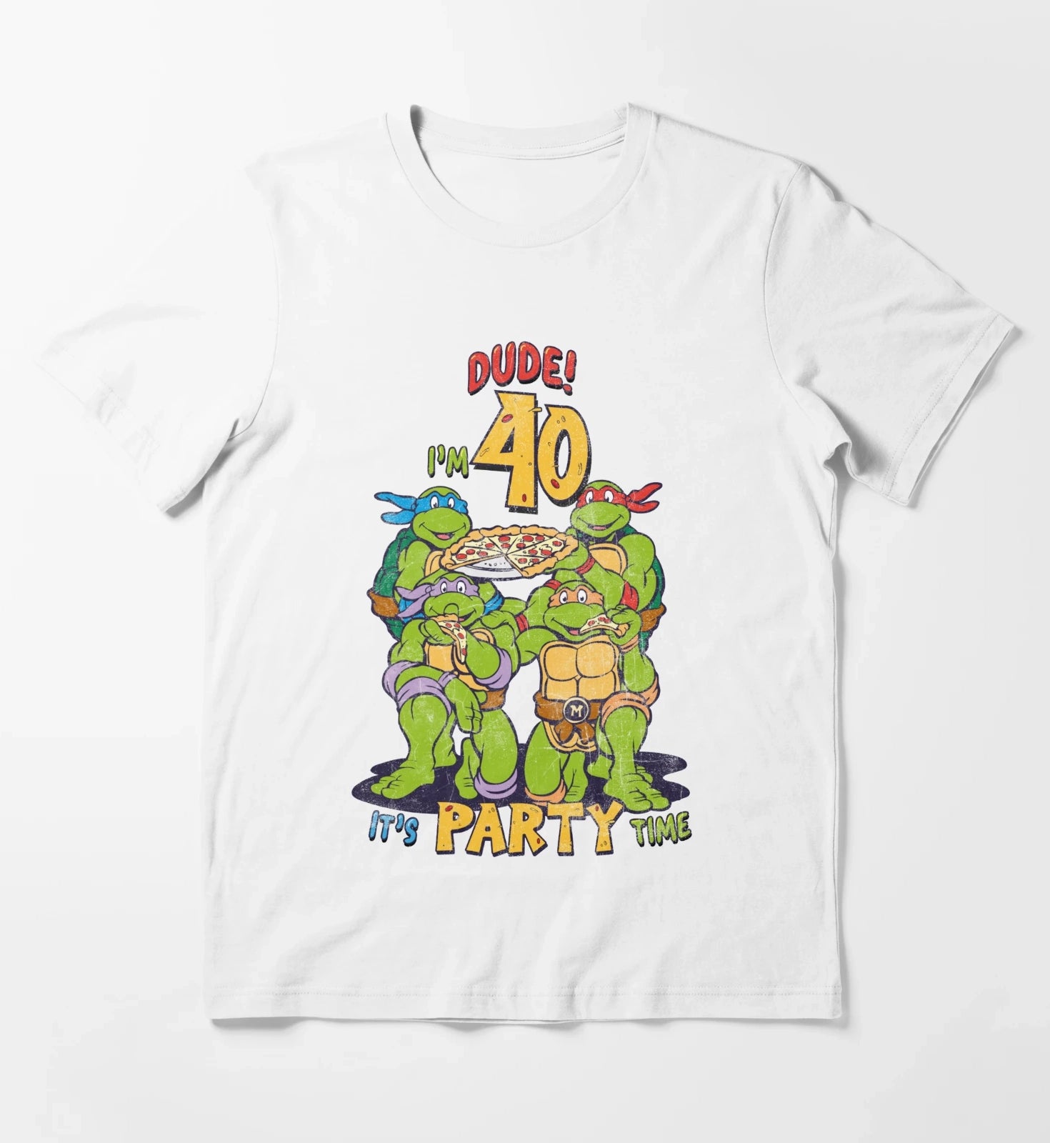 Teenage Mutant Ninja Turtles 40th Birthday Pizza Party T-Shirt White