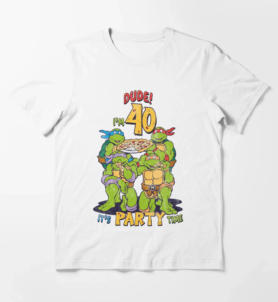 Teenage Mutant Ninja Turtles 40th Birthday Pizza Party T-Shirt White