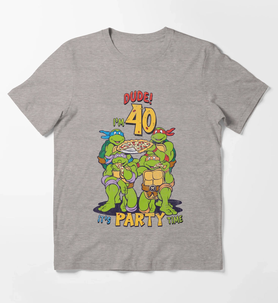 Teenage Mutant Ninja Turtles 40th Birthday Pizza Party T-Shirt Heather Grey