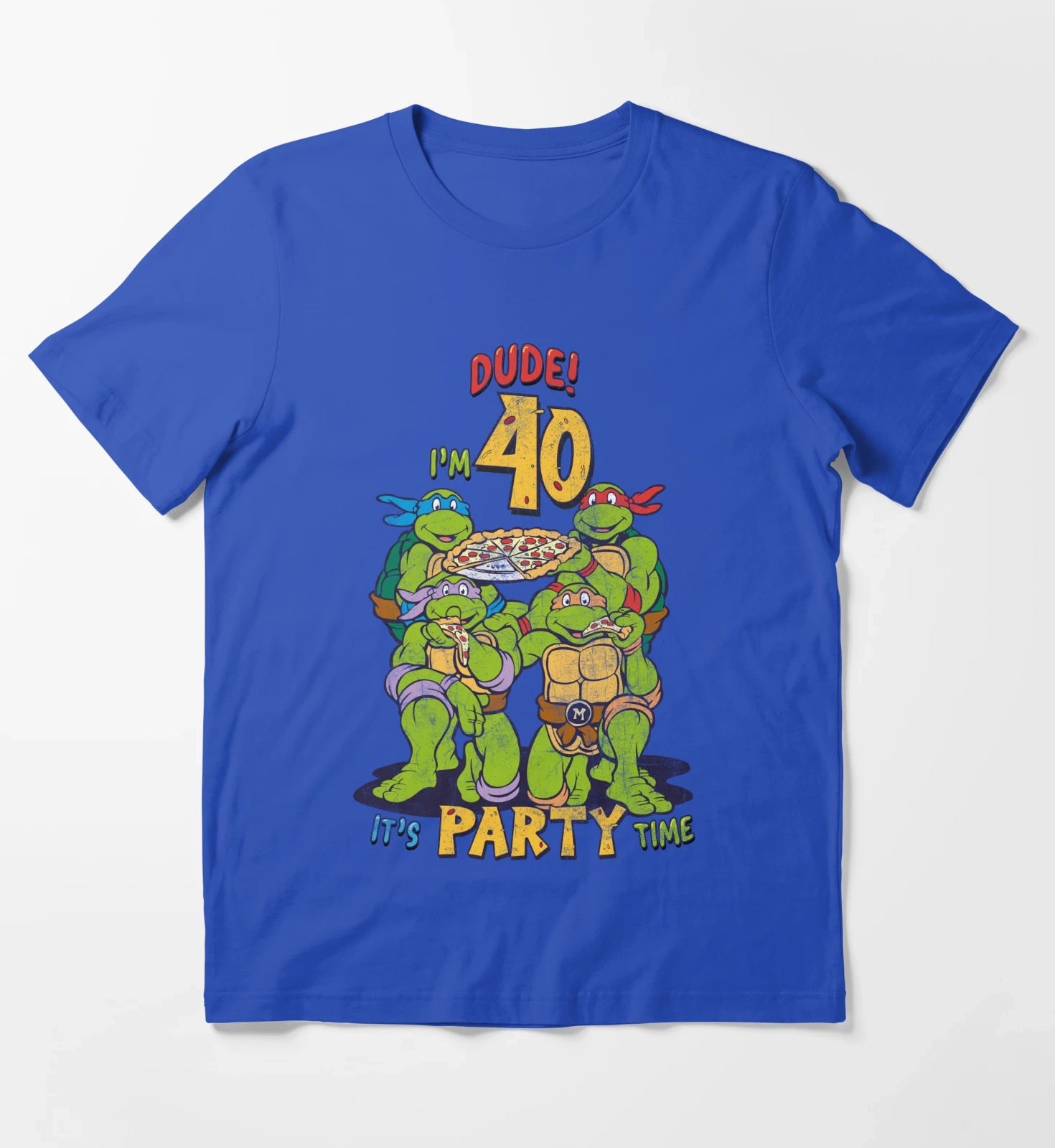 Teenage Mutant Ninja Turtles 40th Birthday Pizza Party T-Shirt Blue