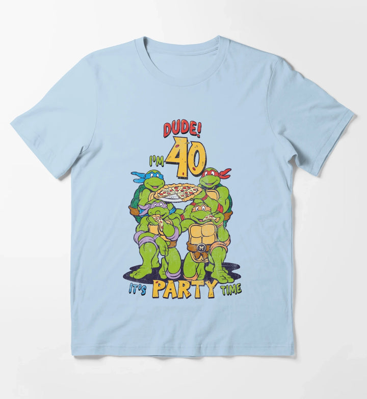 Teenage Mutant Ninja Turtles 40th Birthday Pizza Party T-Shirt Sky Blue