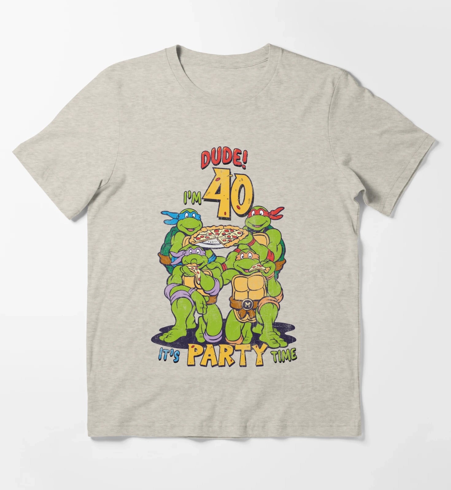 Teenage Mutant Ninja Turtles 40th Birthday Pizza Party T-Shirt Cream