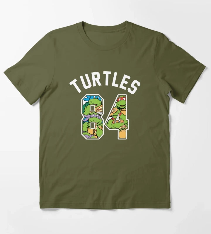 Teenage Mutant Ninja Turtles 84 Group Collage T-Shirt Olive Green