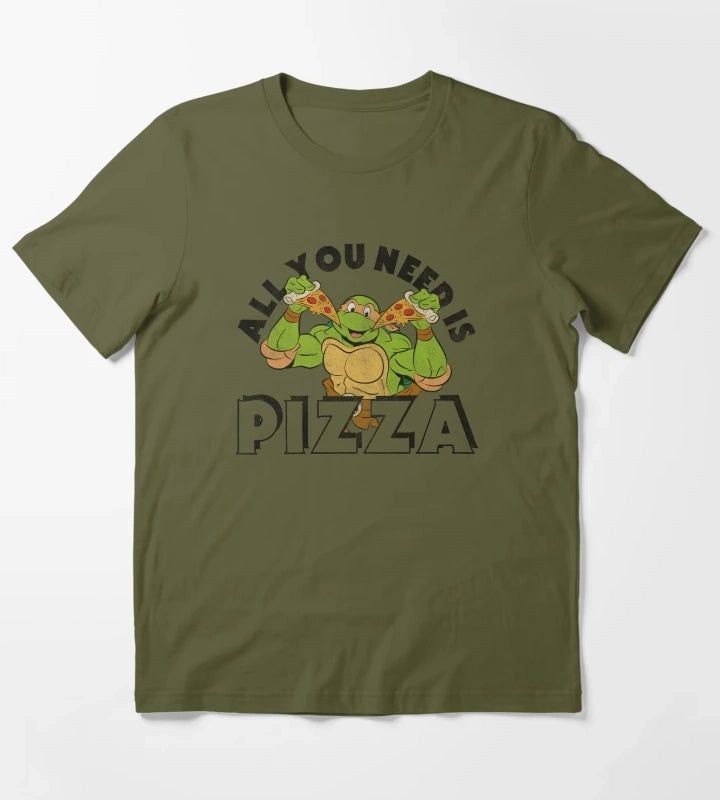 Teenage Mutant Ninja Turtles All You Need Is Pizza T-Shirt Olive Green