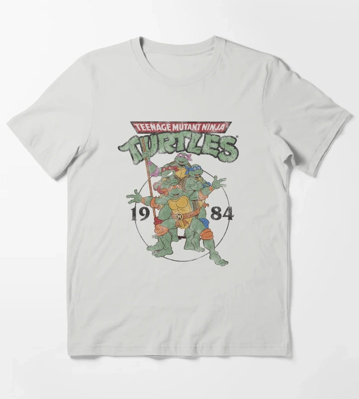 Teenage Mutant Ninja Turtles Classic Circle 1984 T-Shirt Light Grey